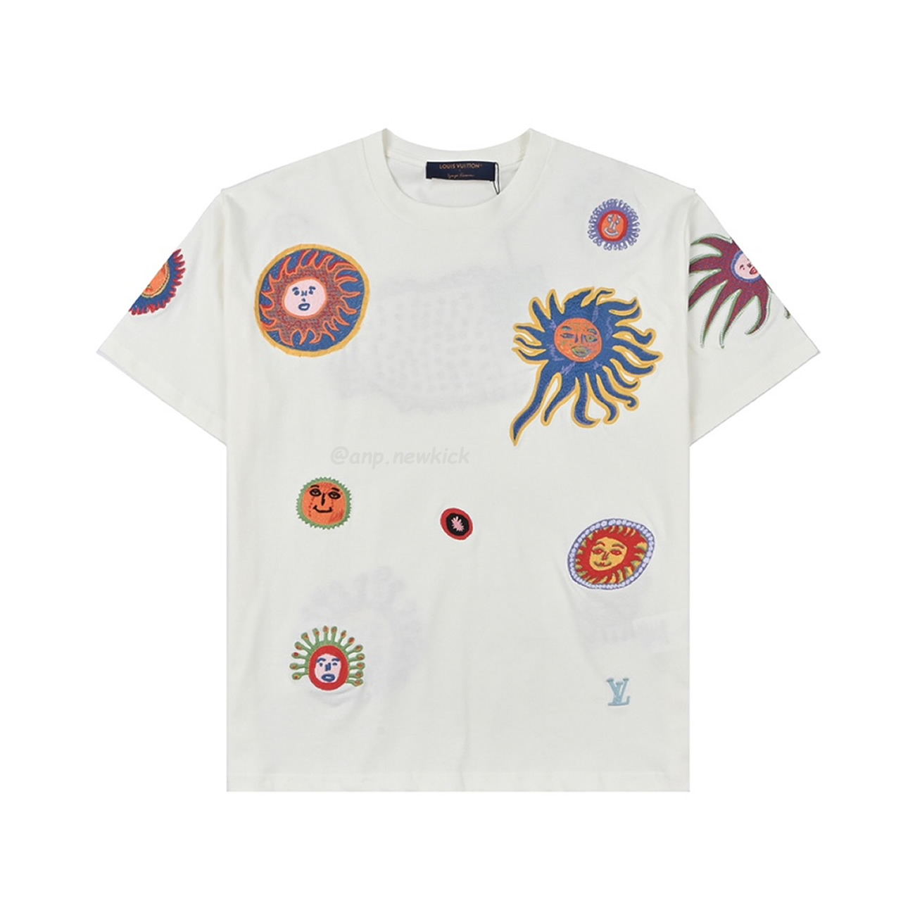 Louis Vuitton Sun Fish Barb Embroidered Couple Short Sleeved T Shirt (1) - newkick.org